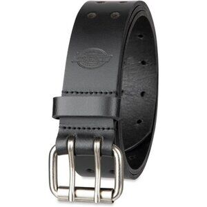 Mens leather belt double prong buckle heavy duty adjustable casual work wear